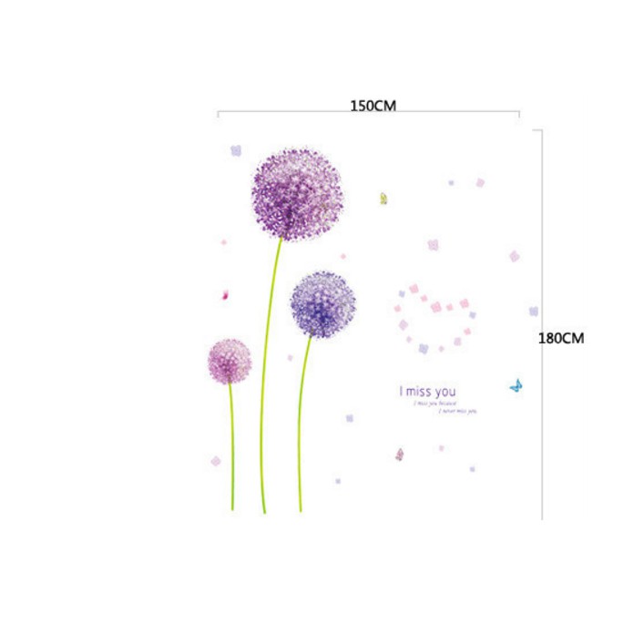 Decal trang trí hoa bồ công anh tím ( Kèm Video thật )