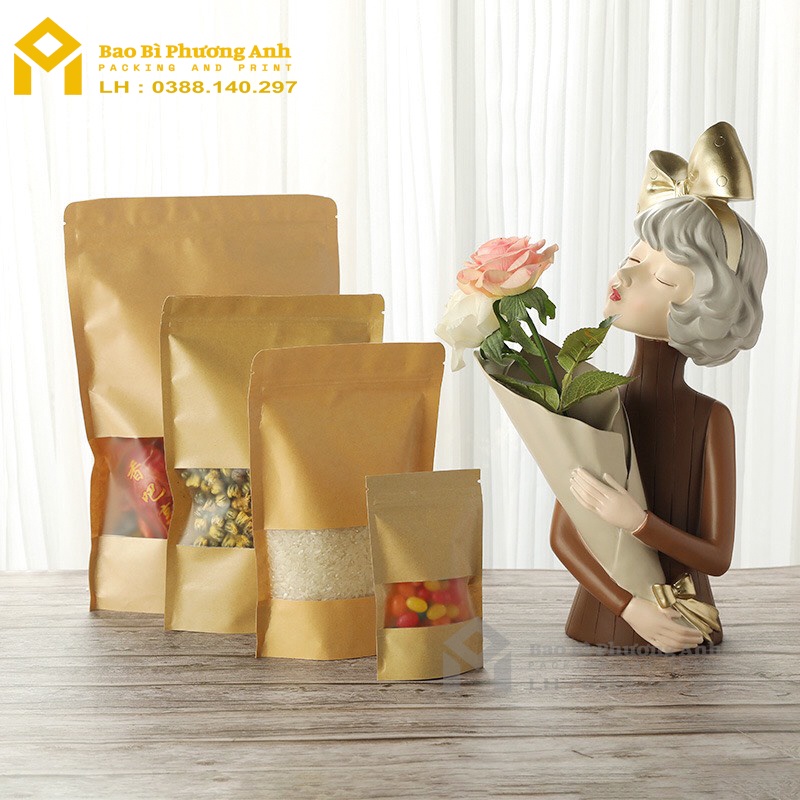 Combo 100 Chiếc Túi Zip Giấy Kraft Nâu 17x24_Bao Bì Phương Anh