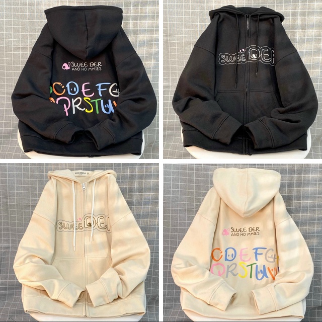 Áo khoác chống nắng SWEE DER  nam nữ form rộng có nón ULZZANG style ❤️ hoodie  ZIP  VIVU123STORE   HOD136