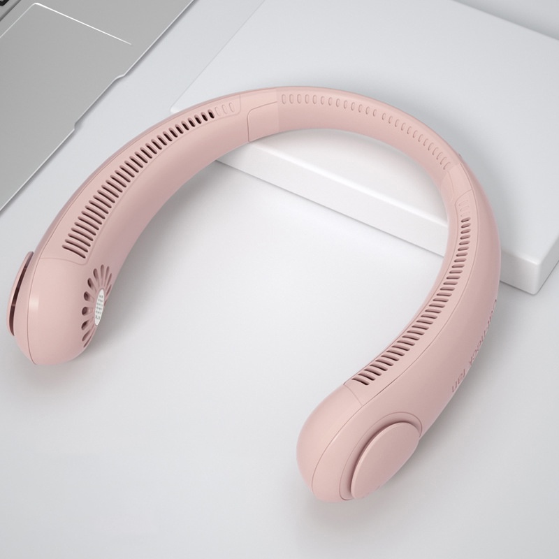 Quạt làm mát đeo cổ không cánh sạc USB không gây tiếng ồn 2400mAh mẫu 2022 dành cho chơi thể thao ngoài trời
