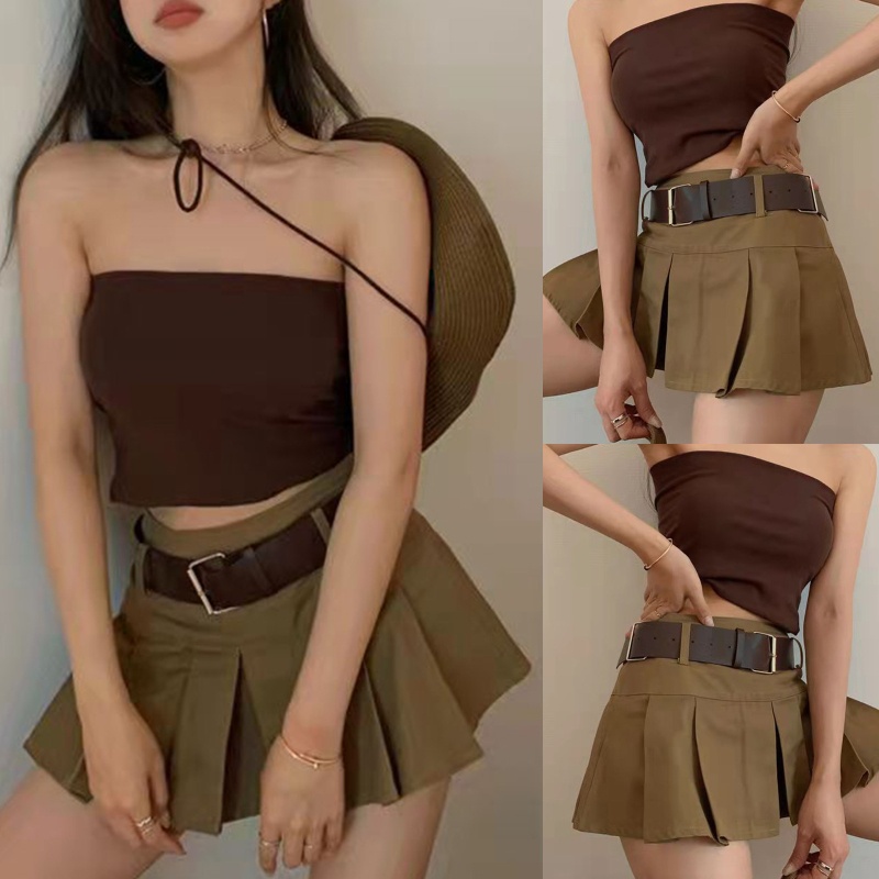 Chân Váy Chữ A Lưng Cao Xếp Ly Thời Trang Cho Nữ