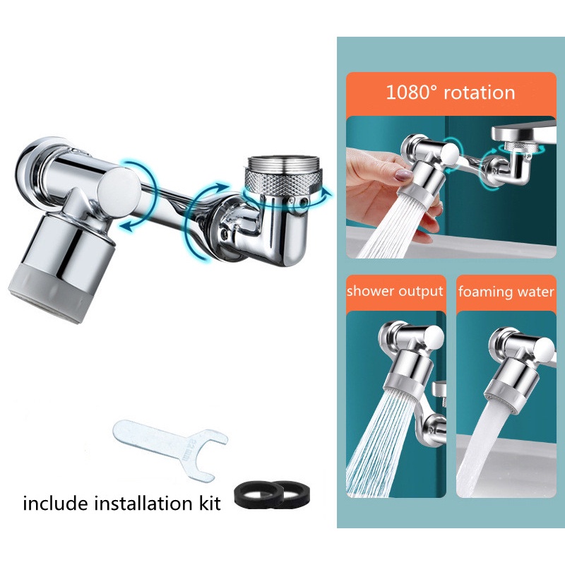 1080° Đầu Nối Dài Vòi Nước Bồn Rửa Chén/Nhà Tắm/Nhà Bếp Có 2 Chế Độ Vòi Nước Và 3 Chế Độ Lọc/Xốp Lắp Đặt