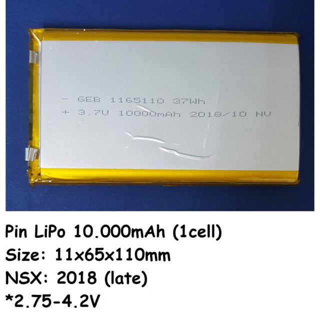 Pin LiPo 10.000mAh SOLO 1 cell 3.7V