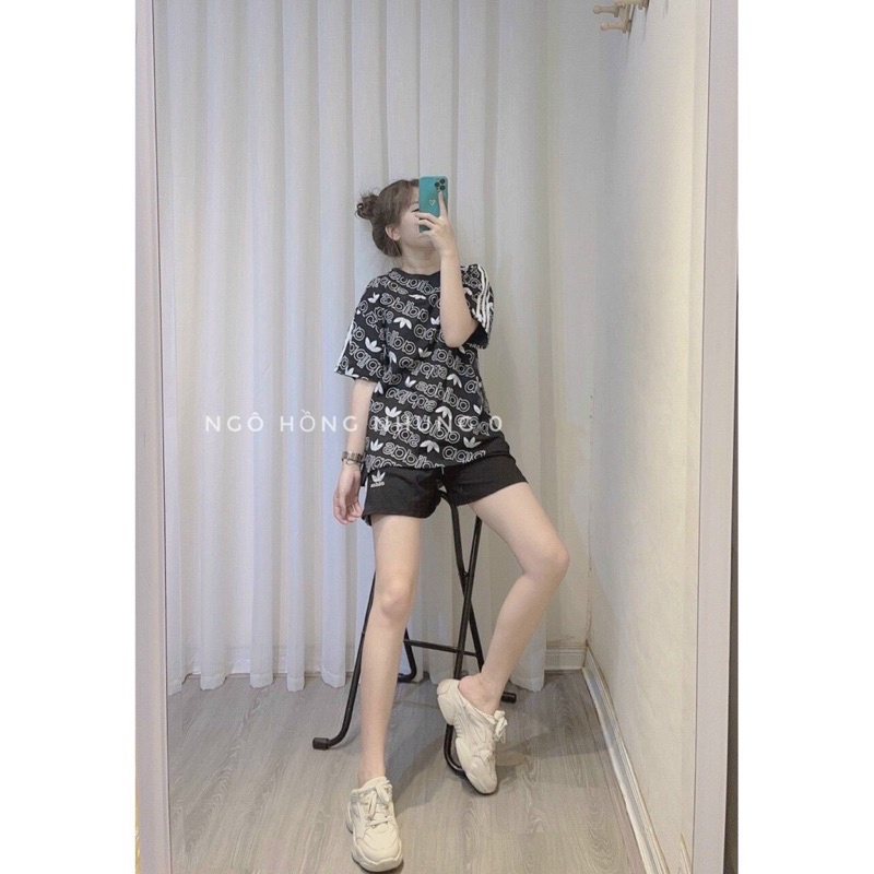 Sét đồ thể thao nữ ba màu siêu hót sét bộ đồ quần đùi áo phông oversize mặc nhà chơi thể thao