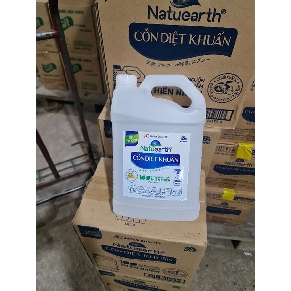 Cồn diệt khuẩn Natuearth Can 3,8kg - Ức chế vi khuẩn SA®s-C0√-2 (Chất lượng Nhật Bản)