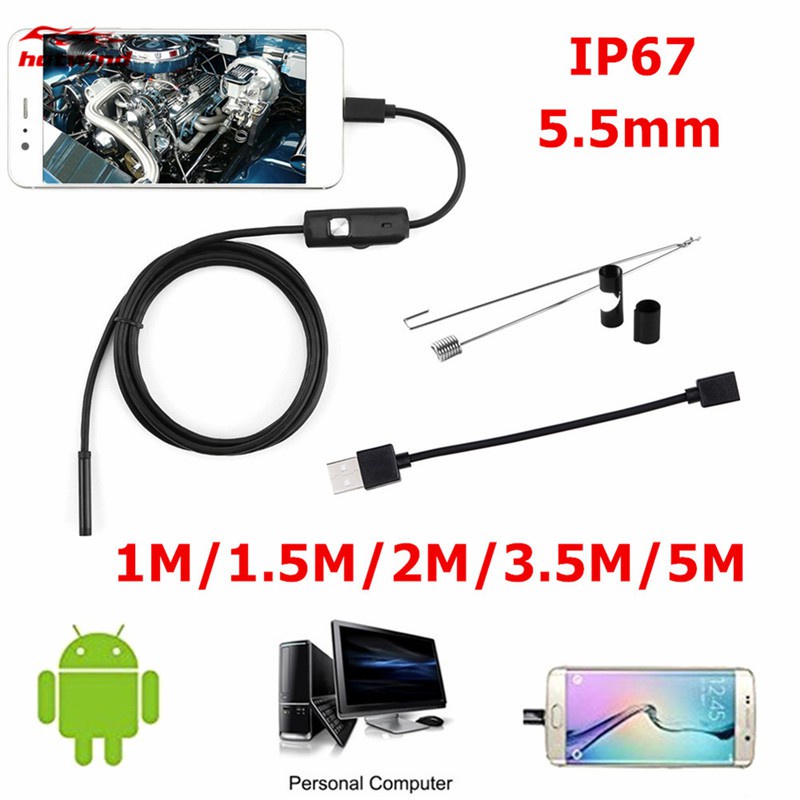 Bộ dây camera dùng để soi không thấm nước 5,5mm 30W có 6 đèn LED 1/1.5/2 3.5/5M | BigBuy360 - bigbuy360.vn
