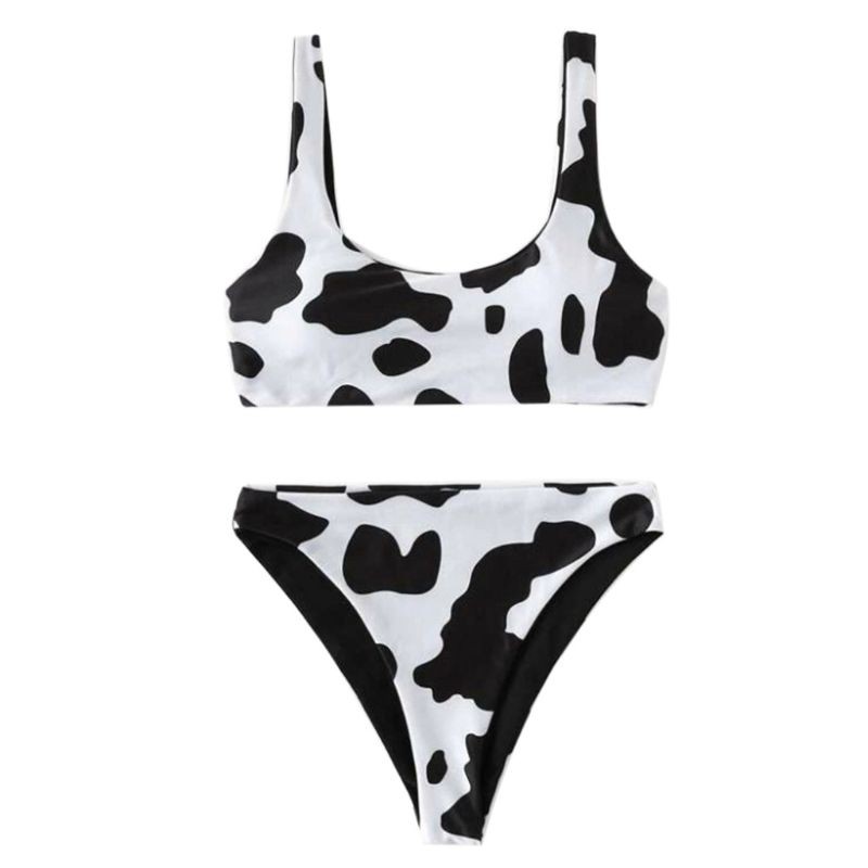 Bộ Bikini Nữ In Họa Tiết Bò Sữa Quyến Rũ | BigBuy360 - bigbuy360.vn