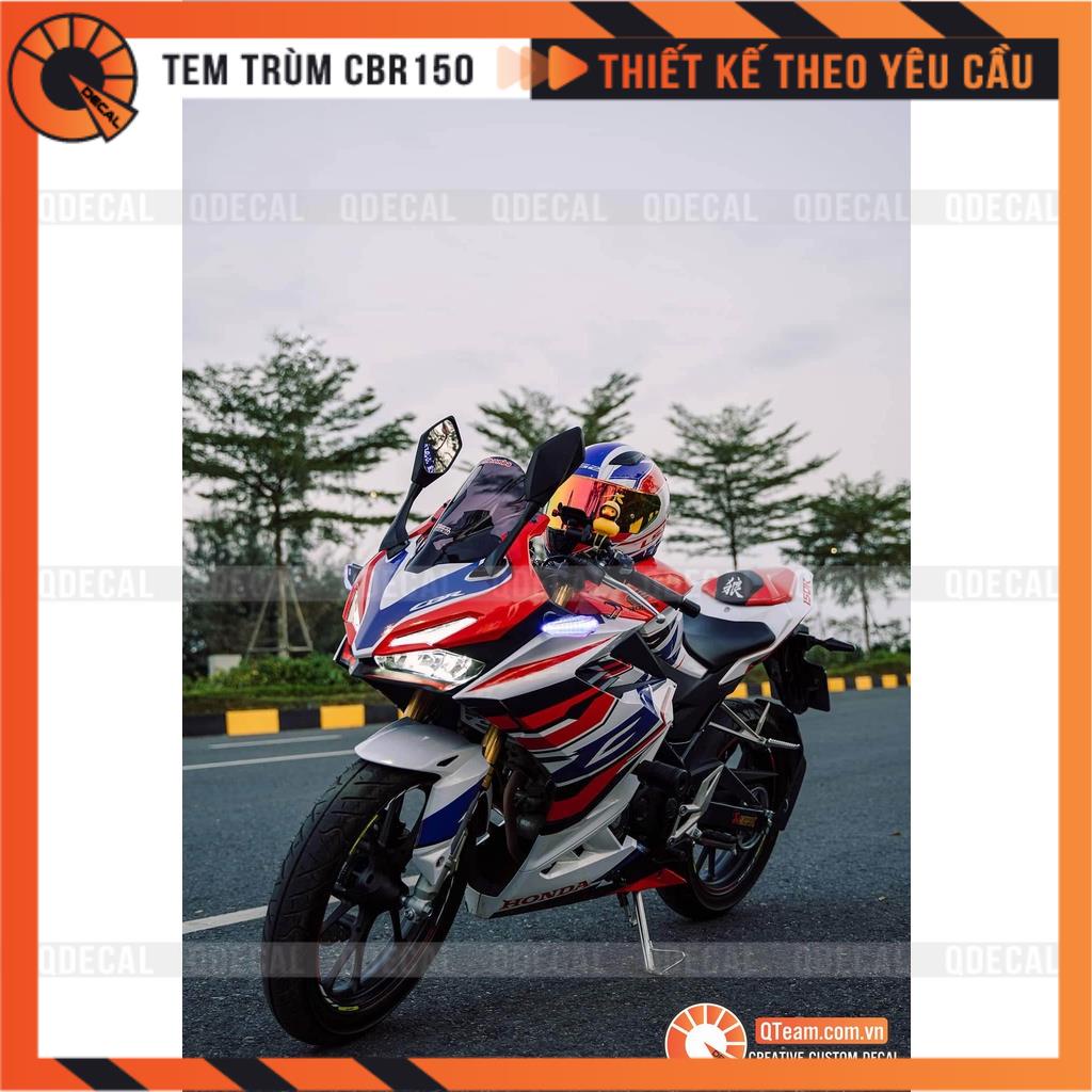 Tem trùm  CBR150 Custom HRC xanh đen đỏ decal 3 lớp thiết kế theo yêu cầu