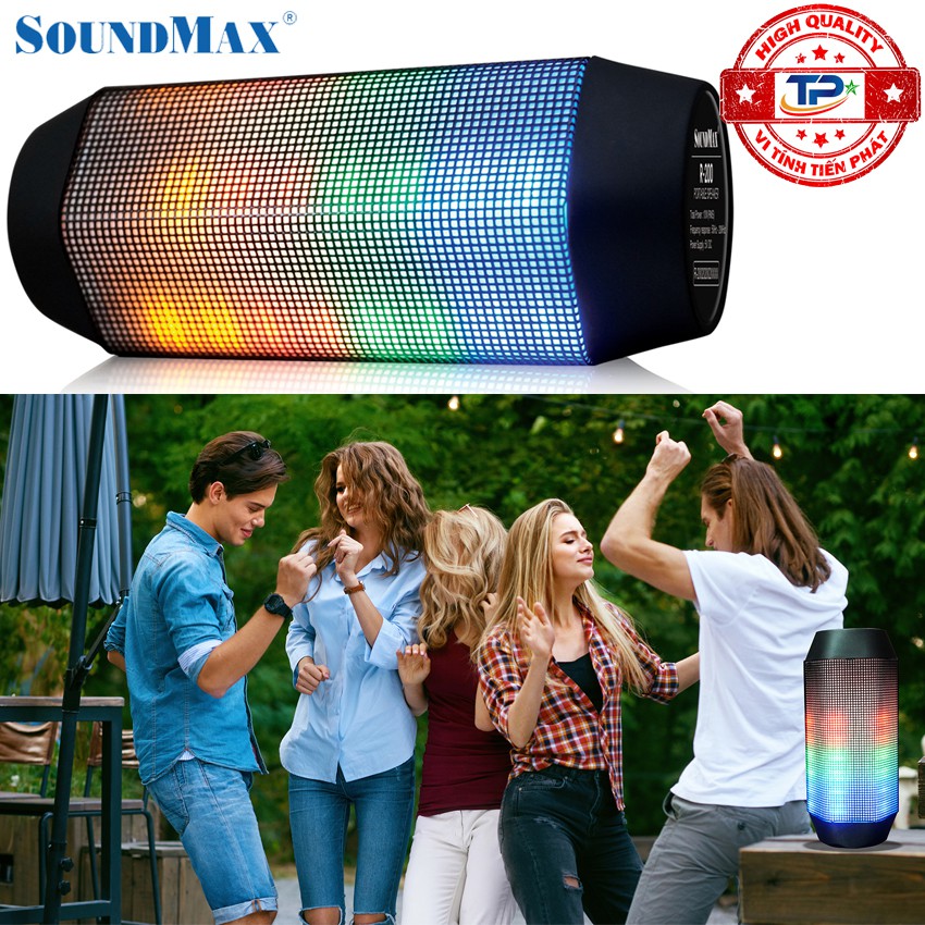 Loa bluetooth SoundMax R-600 đèn LED nhiều màu nhấp nháy theo điệu nhạc R600