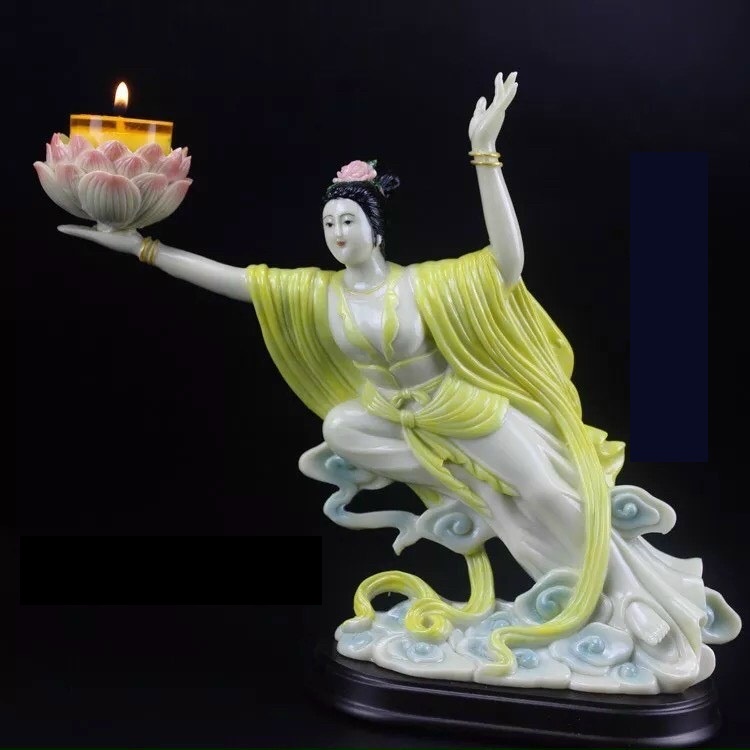 Đồ thờ cúng tiên nữ bay 20cm đế gỗ dâng nến - Văn phòng phẩm Nhơn Phát