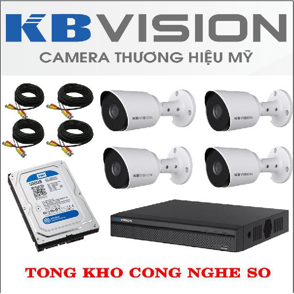 [Tích hợp mic thu âm] Trọn Bộ 4 Mắt Camera 2.0M Full HD KBVISION Kèm 40 Mét Dây Liền Nguồn Đã Được Đúc Sẵn 2 Đầu Dây