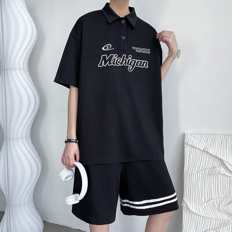 Bộ Đùi Nam Nữ Form Rộng Hàn Quốc Michigan- Bộ Đùi Tay Lỡ  Dày Mịn Thoáng Mát Thiết Kế  Kiểu Dáng Năng Động