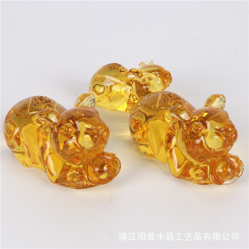 Chuột vàng pha lê tài lộc dài 5cm, biểu tượng của sung túc & sum vầy