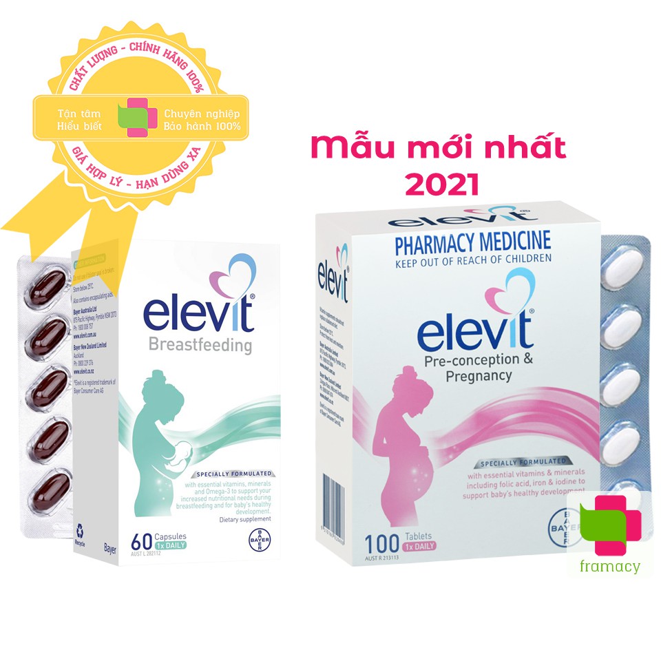 Vitamin tổng hợp Elevit Bầu, Úcbổ sung Vitamin C, D3, Axit Folic cho mẹ bầu