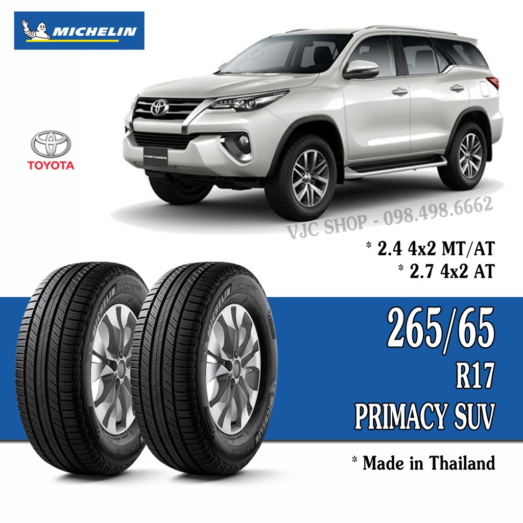 Cặp Lốp Xe Ô Tô Toyota Fotuner - Michelin 265/65R17  - Miễn phí lắp đặt + Cân bằng động