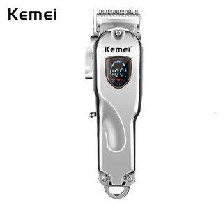 Tông đơ cắt tóc Kemei 2010 không dây chạy điện bằng thép carbon LCD USB chuyên nghiệp