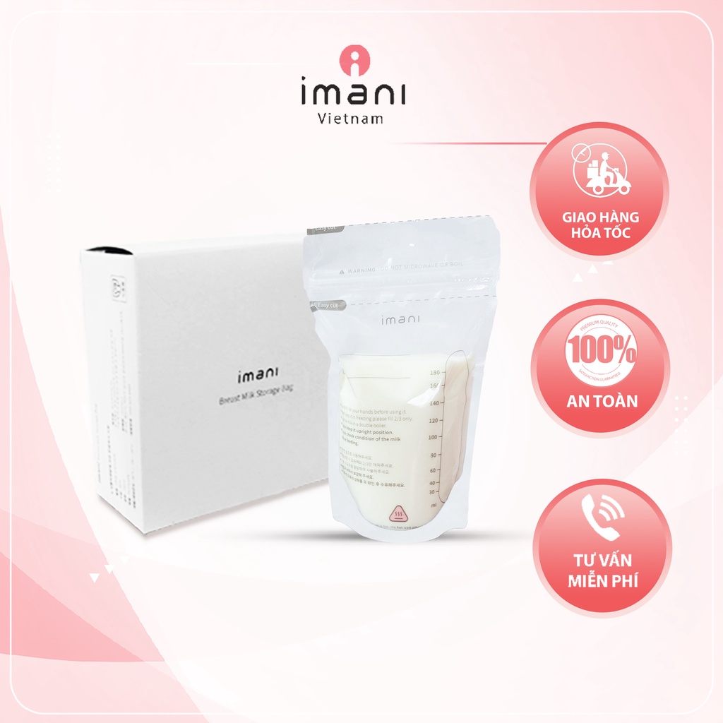 Túi Trữ Sữa IMANI Túi Đựng Sữa Dung Tích 230ml Bằng Nhựa PET/PE, Không BPA An Toàn Tuyệt Đối Cho Bé