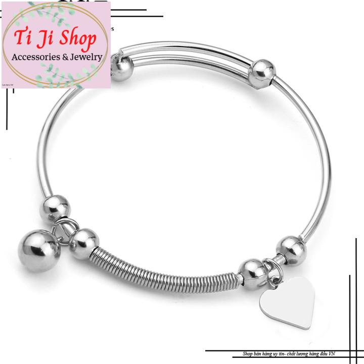 VÒNG TAY NỮ BI INOX CÁCH ĐIỆU GẮN PHỤ KIỆN - đẹp, không đen,