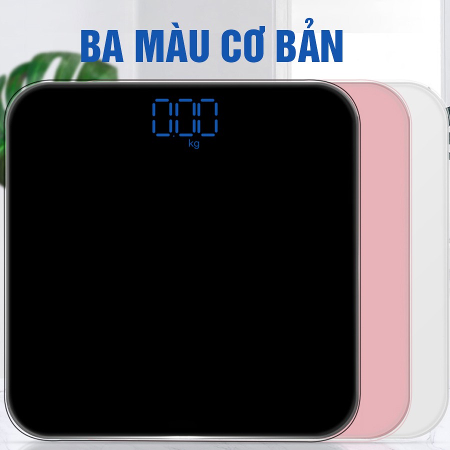 Cân điện tử cân sức khỏe sạc USB mặt kính cường lực tích hợp chức năng đo nhiệt độ tặng kèm thước dây và sạc USB！