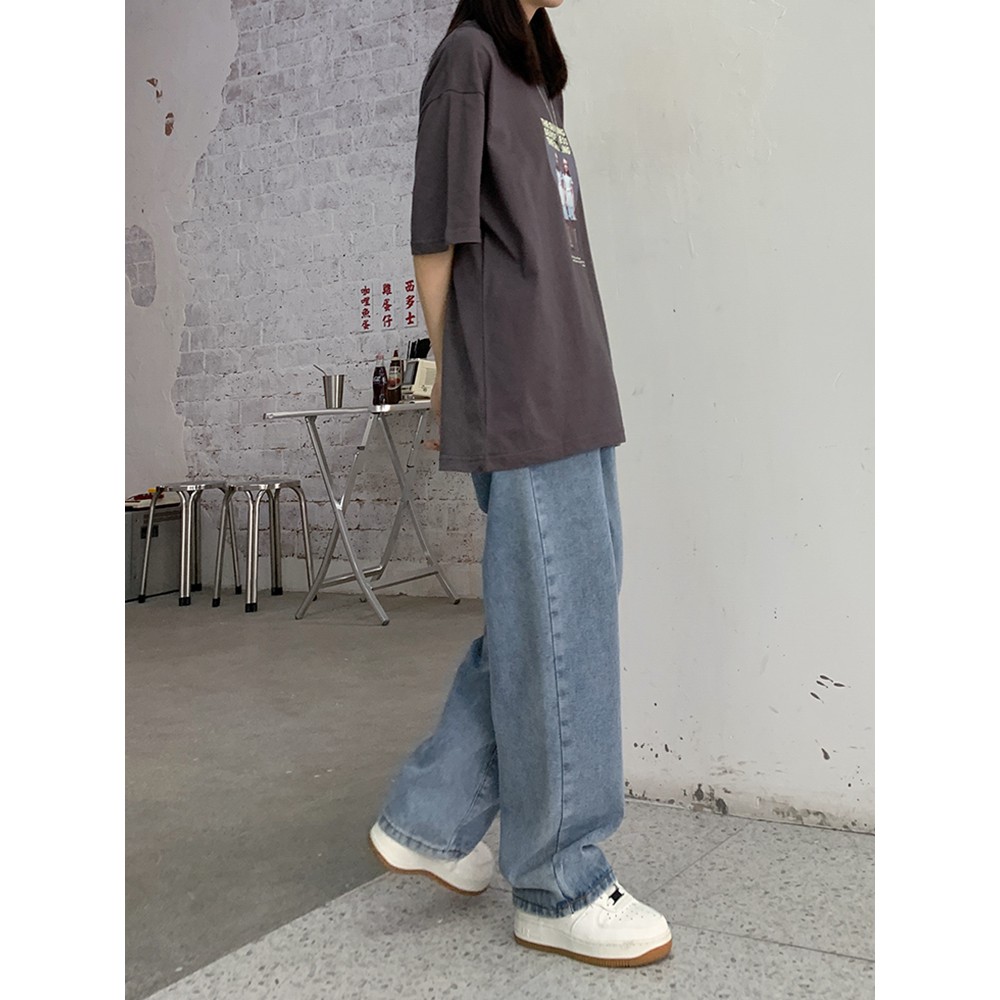 Quần jean nữ ống rộng SIMPLE dáng suông cao cấp phong cách ulzzang Hàn Quốc