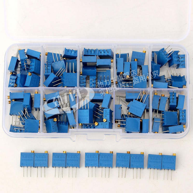 Component package 10 kinds of 3296W potentiometer adjustable resistance package 100 ohm-100K 10 kinds of 5 each, total 50