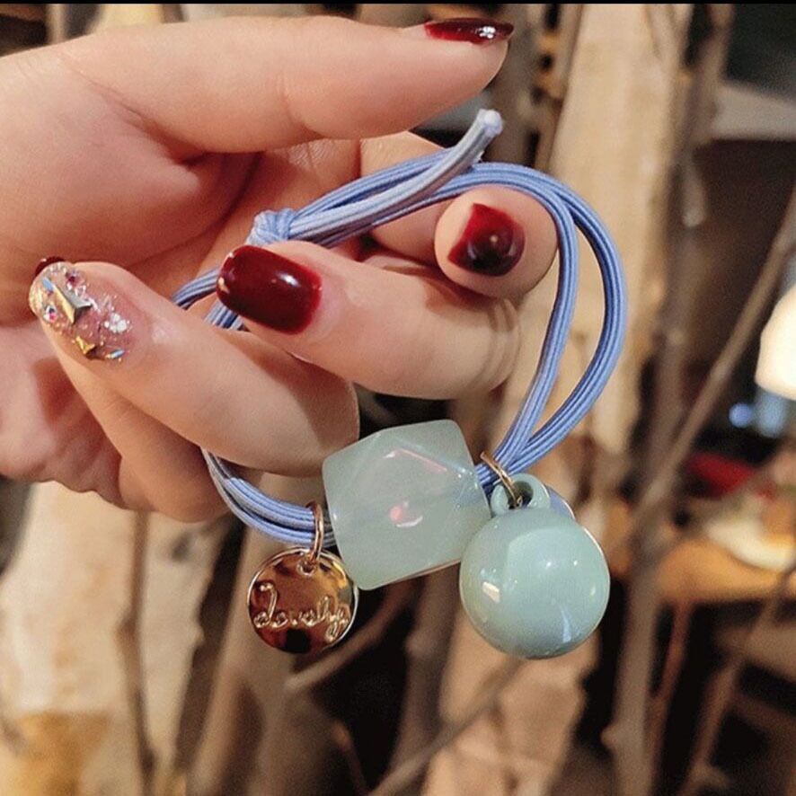 Dây buộc tóc co giãn đính hạt đá nhiều màu phong cách Hàn Quốc thời trang cho nữ