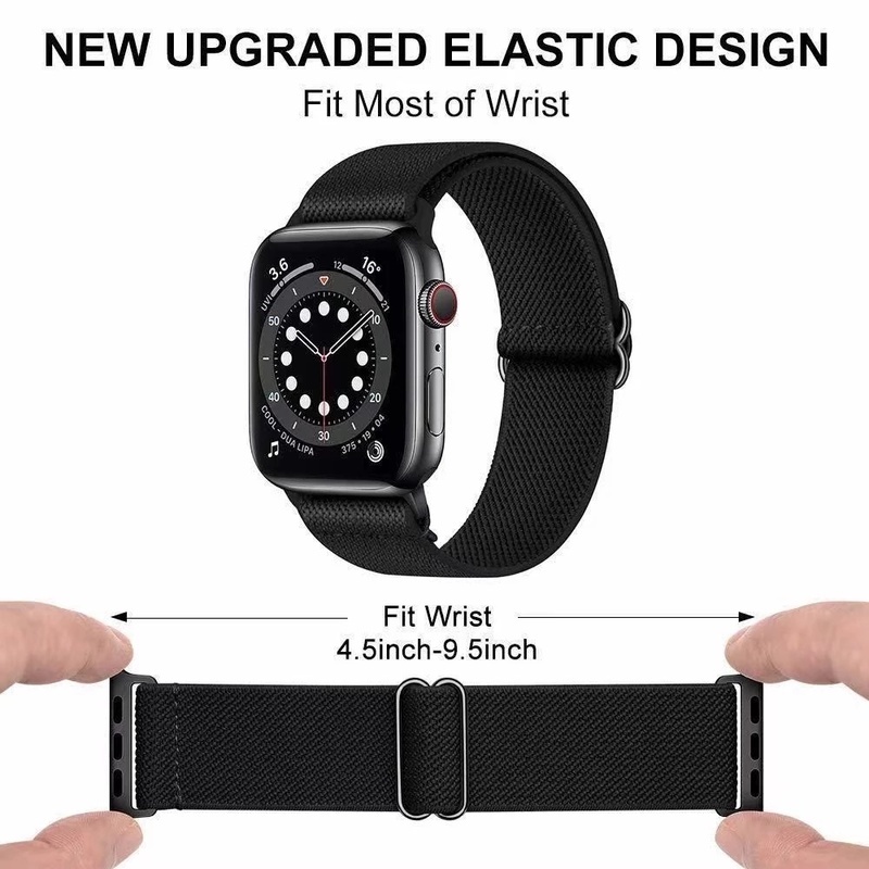 Dây Đeo Nylon Co Giãn 44mm 40mm 45mm 41mm 42mm 38mm Tùy Chỉnh Cho iWatch Series 7 6 SE 5 4 3