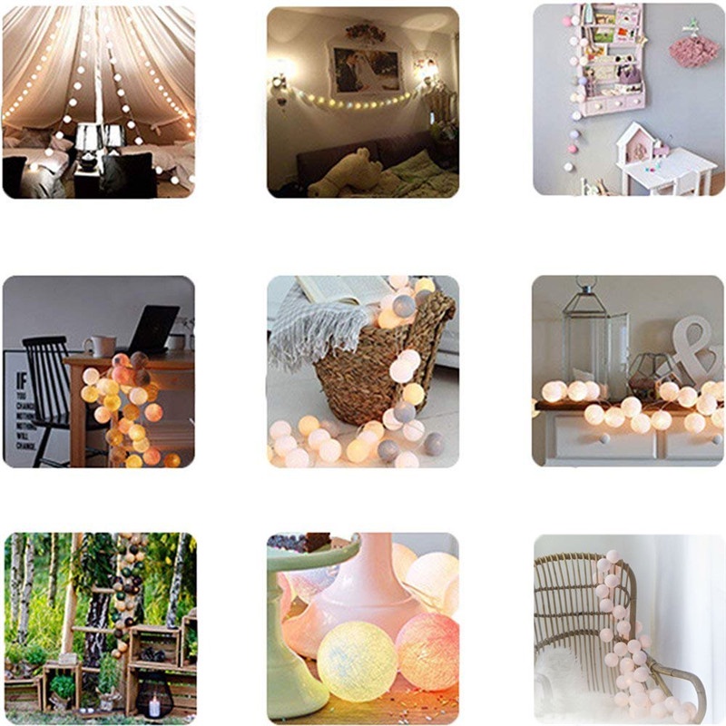 Dây Đèn LED Hình Quả Bóng Cotton 1m2m5m Dùng Trang Trí Tiệc Cưới/Giáng Sinh