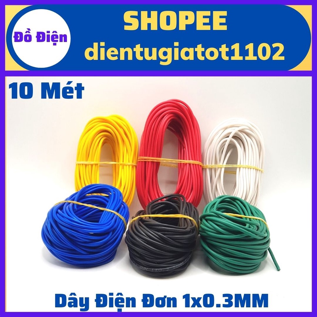 10 mét dây điện 0.3mm, dây điện đơn 1x0.3mm (Loại Tốt)
