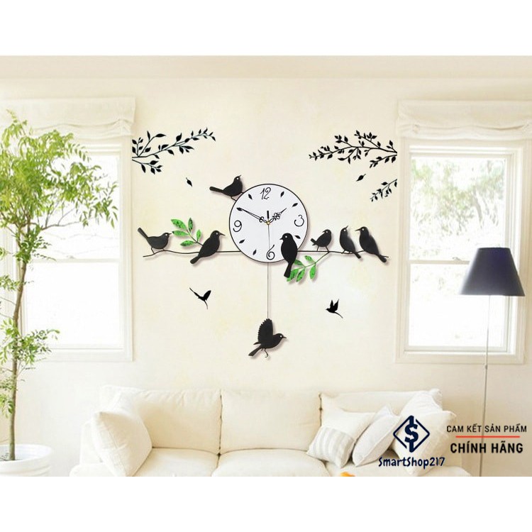 [DH-002] Đồng Hồ Treo Tường Bầy Chim Én (Tặng Decal trang trí + Bộ Kim dự phòng + Đinh treo chống hỏng tường)