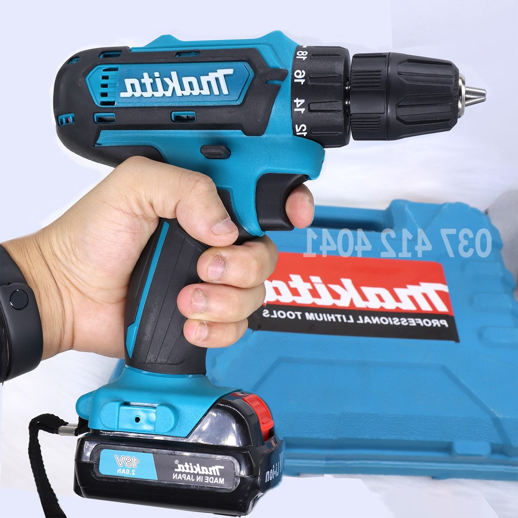 [TẶNG MŨI KHOAN + MŨI VÍT] Máy khoan Pin MAKITA 18V -  2 Chức năng - Pin 2Ah - Máy bắn vít - 100% Lõi Đồng - HÀNG LOẠI 1