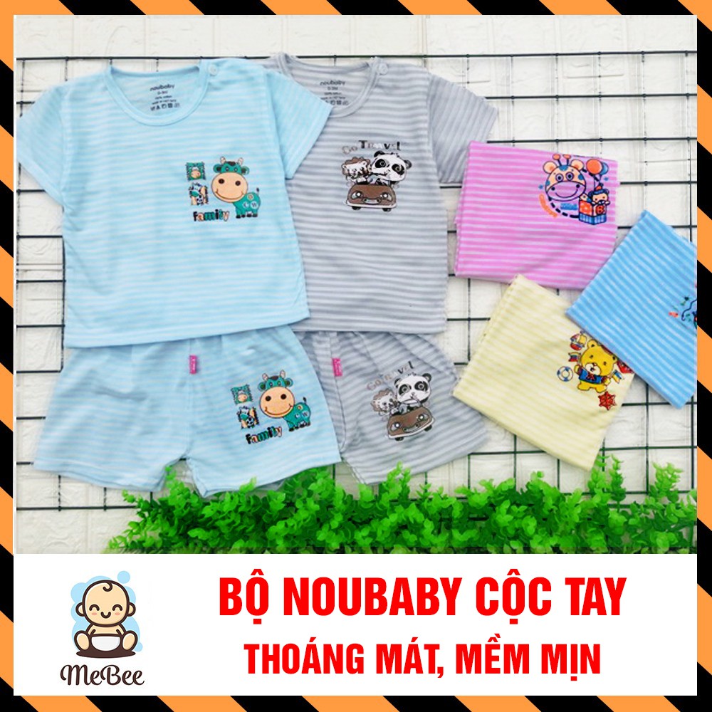 (4-6kg)Bộ quần áo Noubaby cộc tay (cài vai) kẻ ngang thoáng mát, cho bé