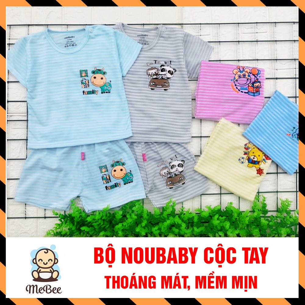 (4-6kg)Bộ quần áo Noubaby cộc tay (cài vai) kẻ ngang thoáng mát, cho bé