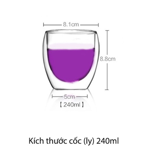 [Sỉ] Cốc ly thủy tinh 2 lớp giữ nhiệt lâu bằng thủy tinh uống trà và cafe 240ml -350ml-450ml đẹp dày dặn cao cấp giá rẻ