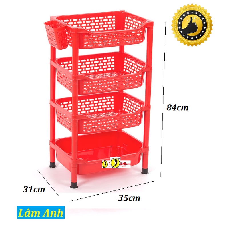Kệ Chén 4 Tầng Trung 1 Tầng Bit Có Vắt Đũa