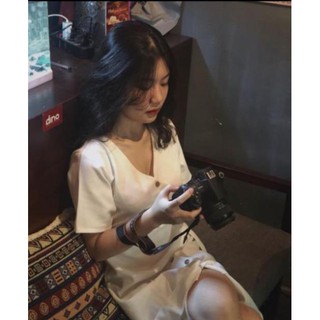 VÁY TRẮNG VÁT CHÉO KHUY NÚT GỖ (kèm ảnh thật)