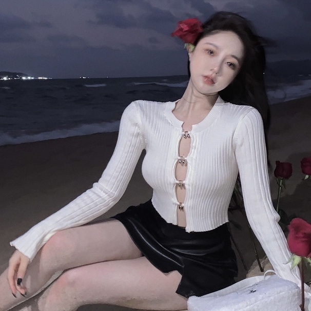 Áo cardigan Dệt Kim Ngắn Dáng Ôm Thời Trang Hàn Quốc Gợi Cảm Cho Nữ