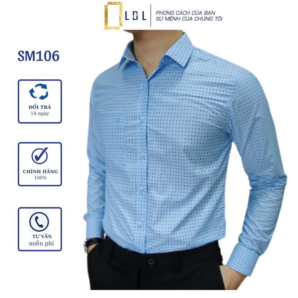 Áo sơ mi nam dài tay LDL, sơ mi công sở cao cấp họa tiết chấm bi kiểu dáng trẻ trung hiện đại | BigBuy360 - bigbuy360.vn
