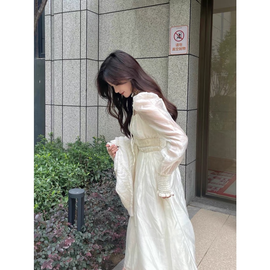 Đầm midi cổ vuông thắt nơ tay phồng retro phong cách Pháp nhẹ nhàng thanh lịch - Daria dress