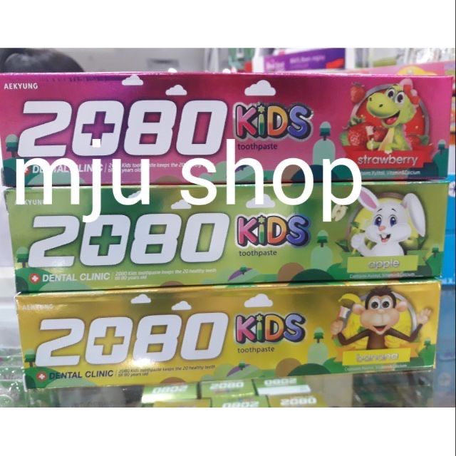 Kem đánh răng 2080 Kids (3 vị dâu, táo, chuối)