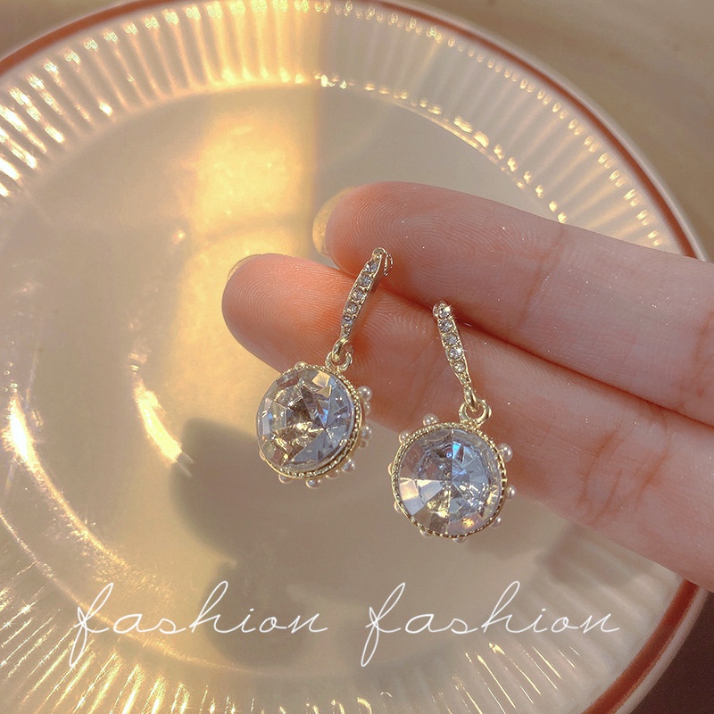 Khuyên Tai Hình Học Cao Cấp Phong Cách Hàn Quốc 2022 Đính Đá Zircon Sang Trọng