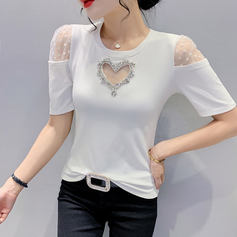 áo kiểu trễ vai áo lưới dài tay Cổ Tròn Hở Vai Thời Trang Mùa Hè