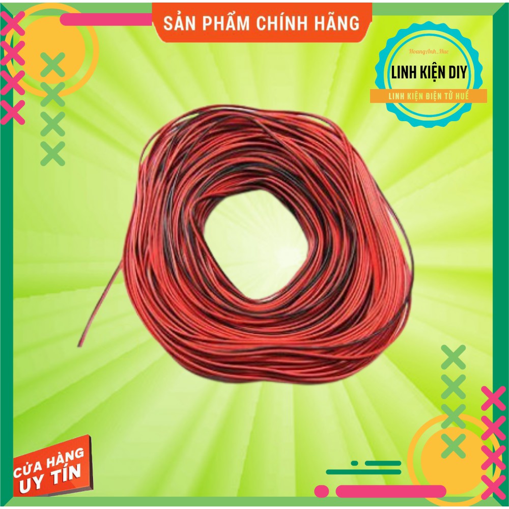 Dây điện đôi đỏ đen cuộn 100% dây đồng 2 pin 26 AWG vỏ PVC 1M