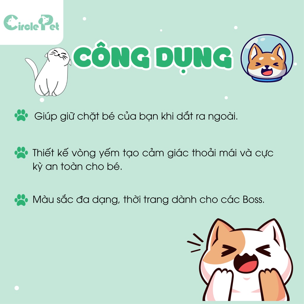 Dây Dắt Mèo Touchcat Vòng Yếm Nhiều Màu Thời Trang Chắc Chắn - Circle Pet