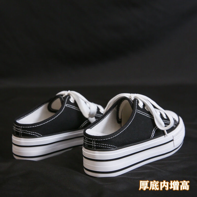 Giày Vải canvas Nửa Đế Đế Không Quai Chống Trượt Thoáng Khí Phong Cách Hàn Quốc Mới Dành Cho Học Sinh Nữ 2021