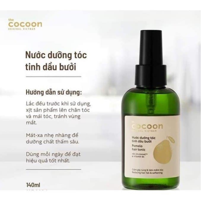 Nước dưỡng tóc tinh dầu bưởi Cocoon Pomelo hair tonic 140ml giúp giảm gãy rụng tóc chính hãng
