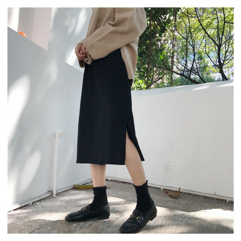 Chân váy chữ A cạp cao xẻ bên siêu hót