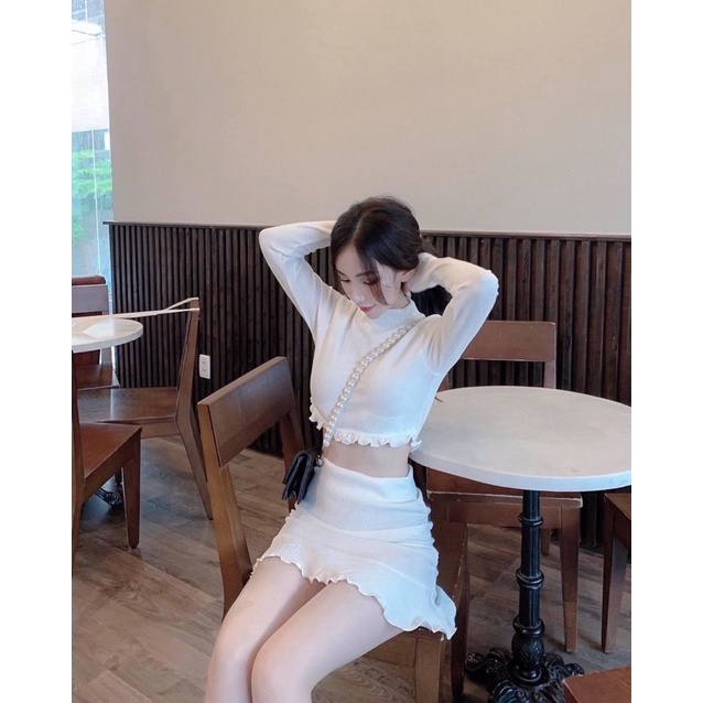 💥💥[ Mẫu mới] 💥💥 SET ÁO CROTOP VÀ CHÂN VÁY NHÚN EO SIÊU TÔN DÁNG, TÔN VÒNG 3 XINH XẮN💥 | BigBuy360 - bigbuy360.vn