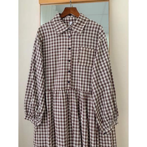 Đầm babydoll dài kẻ caro