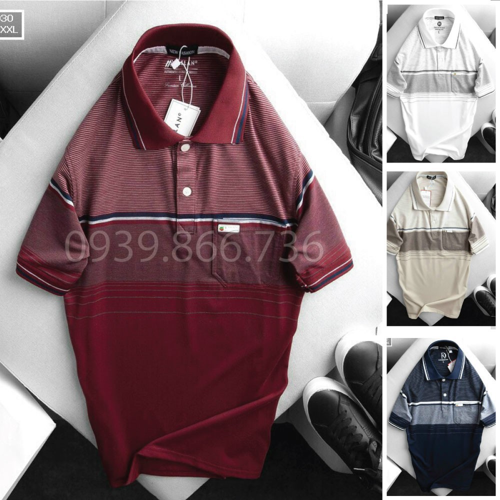 Áo thun nam trung niên có túi cao cấp BIG SIZE -Chất liệu cotton cá sấu cao cấp - Form suông thoải mái size 50 tới 90kg.